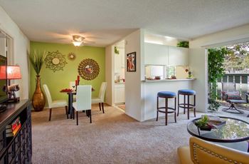 Fully Equipped Kitchens and Dining, at Pacific Oaks Apartments, Towbes, Goleta, CA